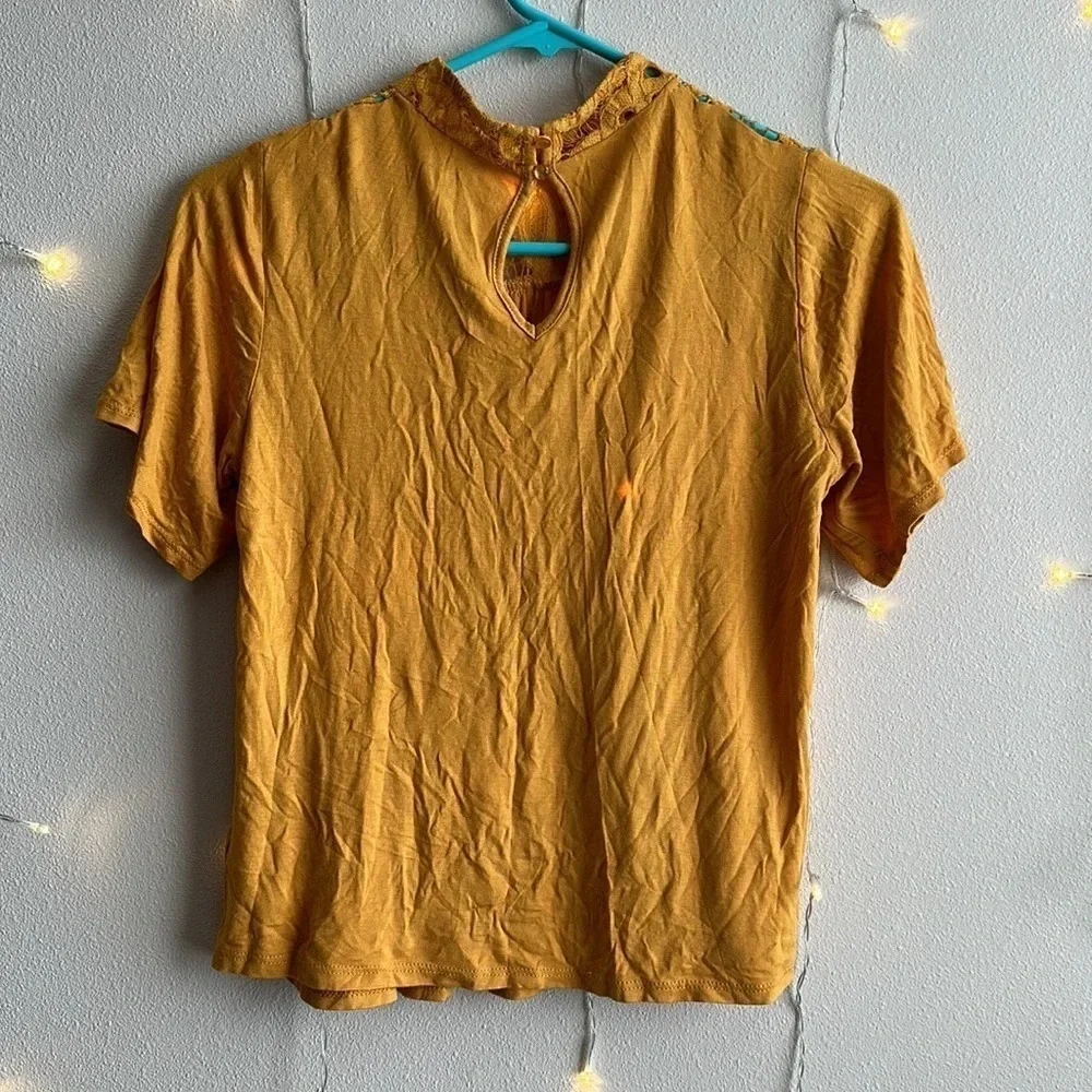 Girls Art Class Mustard Colored Top​​​​ with Lace Detail​​​​​​
